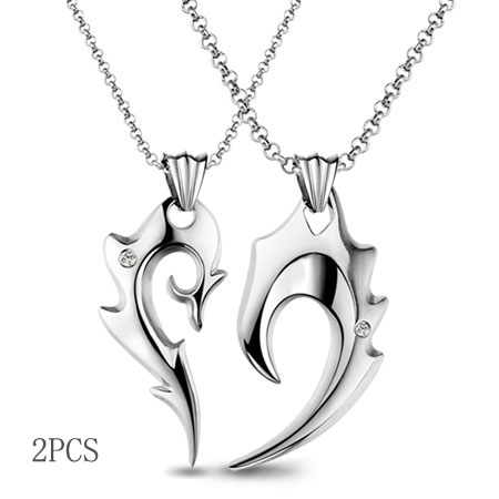 Unique Half Heart Split Heart Necklaces for Couples - Click Image to Close